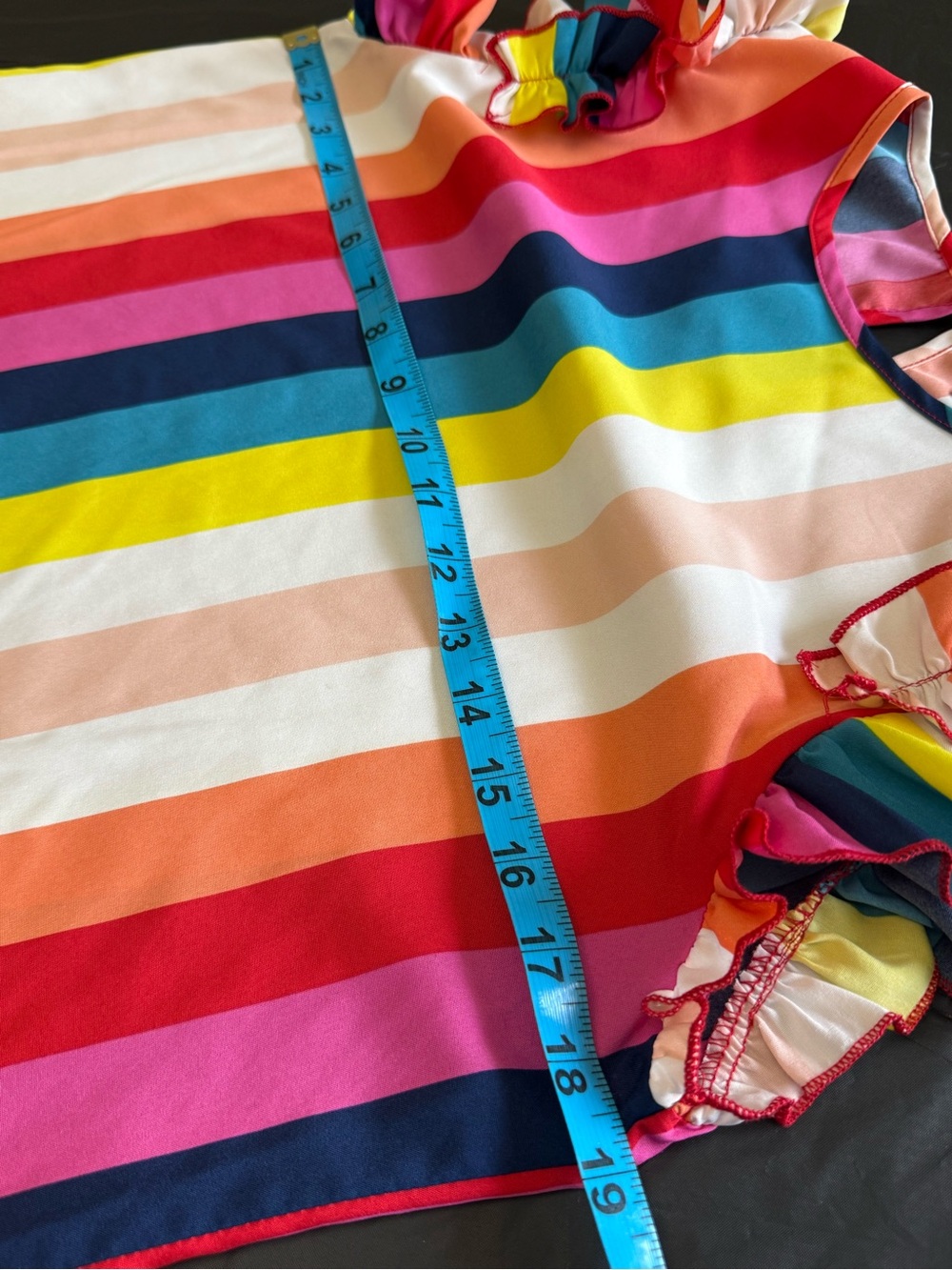 SHEIN Rainbow Striped Ruffle Sleeve Shift Dress Size Small Colorful Mini Dress - Picture 5 of 6